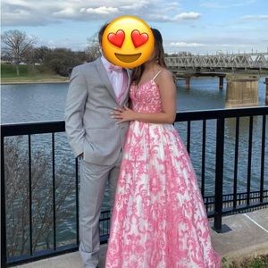 Sherri Hill Prom dress, white & pink, size 4, like new